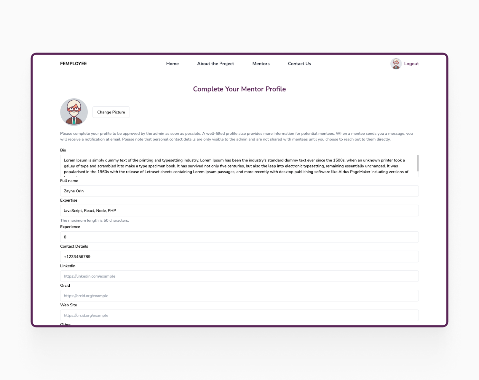 FEMPLOYEE mentor profile
