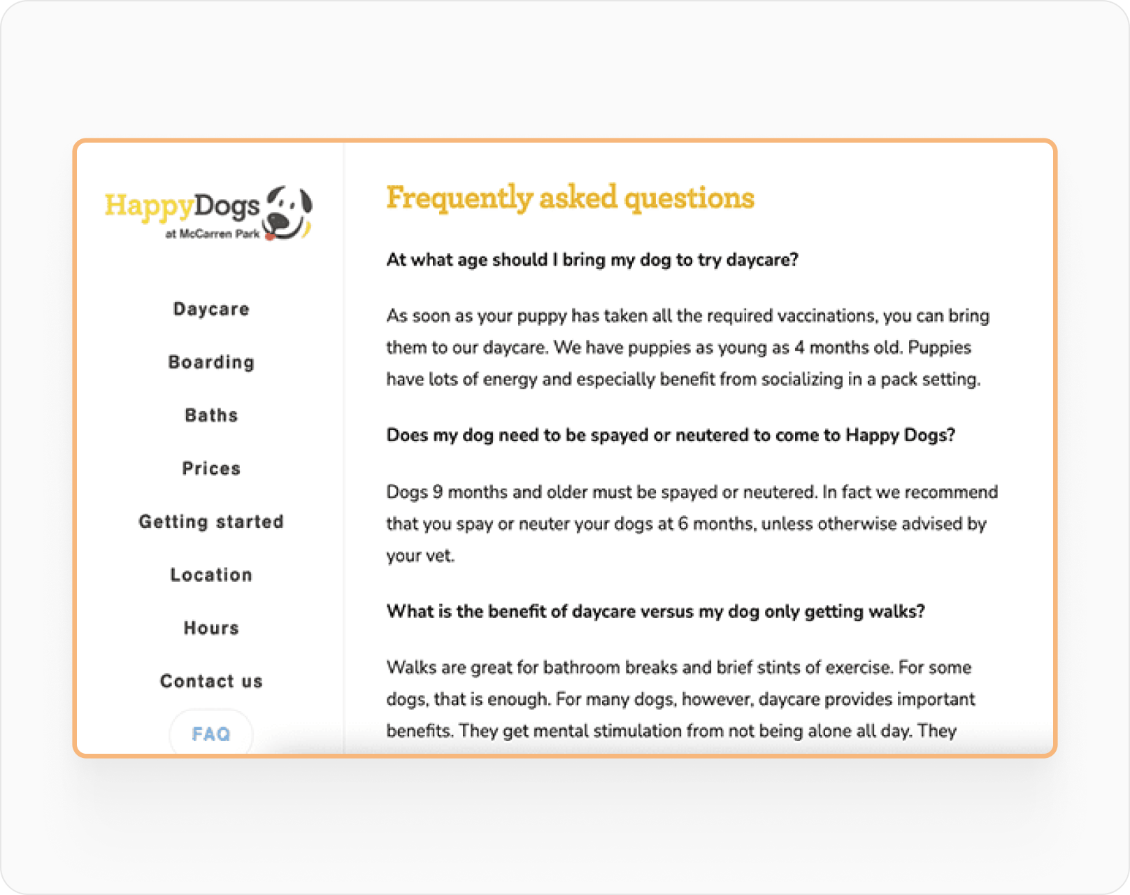 HappyDogs FAQ